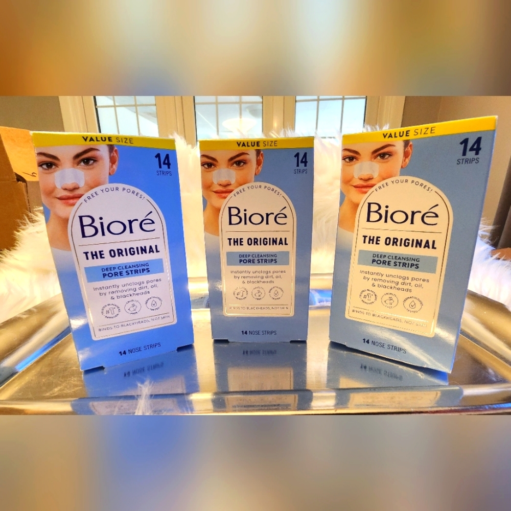 NWT Bioré Original Blackhead Remover Strips, Deep Cleansing Nose Strips Value Sz